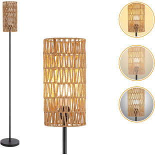 INSALER Modern Standing Lamp With Hand-Worked Rattan Shade