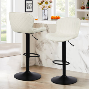 IVY BRONX Lirah Vegan Leather Swivel Adjustable Height Upholstered Bar & Counter Stools (Set of 2)