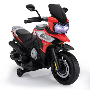 ALLIED PLUSH INC 12V Kids Ride on Electric Motorcycle Battery Powered Off-Road Dirt Bikes w/Music, Training Wheels