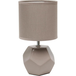 REPHEN Simple Designs LT2065-BLK Round Prism Mini Table Lamp With Matching Fabric Shade, Black