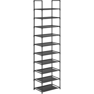 TEXTILES HUB Shoe Rack, 10 Tier Shoe Shelf, Shoe Storage Organizer, Space-Saving, 11 X 17.7 X 68.1 Inches, Metal Frame, Non-Woven Fabric Shelves, For Entryway, Bedroom