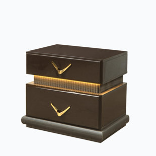 WENTY Modern Style 2-Drawer Night Stand Made With Wood In Brown_23.62" H x 18.07" W x 27.87" D