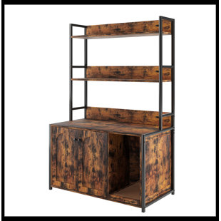 NTYUNRR 52 Kitchen Pantry with Shelf Storage and 2 Doors, Cabinet, Cat Litter Box Enclosure, Cat House, Cat Washroom Furniture, Cat Cabinet