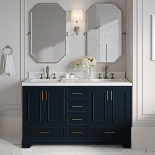 ARIEL BATH Stafford 60.25'' Double Bathroom Vanity with Carrara Marble Top