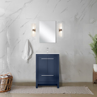 LEXORA Lafarre 24'' Single Bathroom Vanity with Quartz Top with Mirror