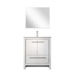 LEXORA Lafarre 30'' Single Bathroom Vanity with Quartz Top with Mirror