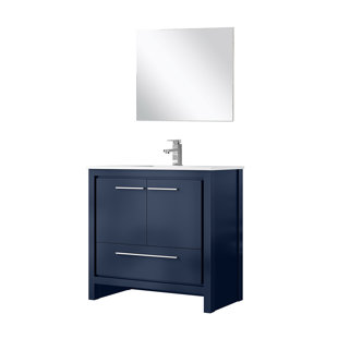 LEXORA Lafarre 36'' Single Bathroom Vanity with Marble Top with Mirror