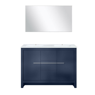 LEXORA Lafarre 48'' Double Bathroom Vanity with Marble Top with Mirror