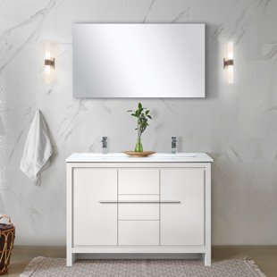 LEXORA Lafarre 48'' Double Bathroom Vanity with Marble Top with Mirror