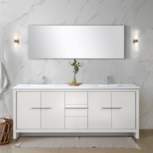 LEXORA Lafarre 80'' Double Bathroom Vanity with Quartz Top with Mirror