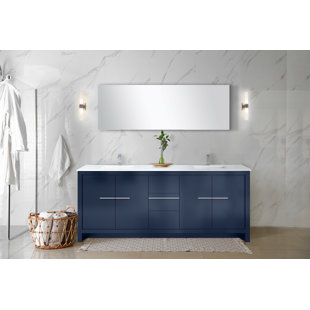 LEXORA Lafarre 80'' Double Bathroom Vanity with Marble Top with Mirror
