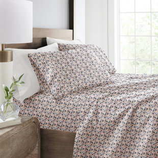 IENJOY HOME 4 Piece Sheet Set Patterned Microfiber Ultra Soft Bedding in Floral Dream