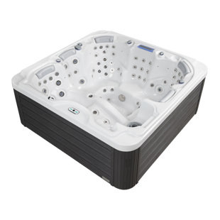 Bueno Spa Dallas 240 Volt 6 Person - Person 82 - Jet Square Hot Tub with Ozonator in Gray