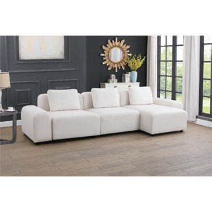 AINE HOME 127.5" Width Microfiber Chaise Revisable Sofa Sectional