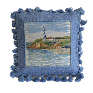 C&F HOME Southern Lighthouse Needlepoint Throw Pillow