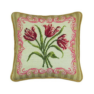 C&F HOME Antique Tulip Needlepoint Pillow