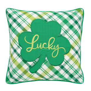 C&F HOME Lucky Clover St. Patrick's Day Plaid Pillow