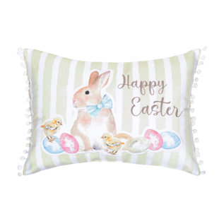 C&F HOME Happy Easter Yellow Stripe Pillow