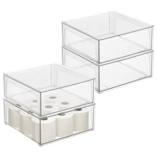 mDesign Plastic Stackable Bathroom Storage Organizer with Drawer