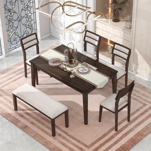 AUDIOHOME Classic And Traditional Style 6 - Piece Dining Set, Kitchen Table Set