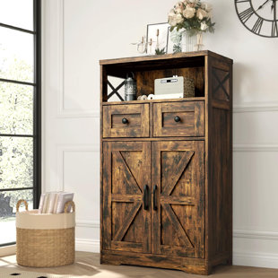 HOSOTE Storage Cabinet With Doors And Drawers