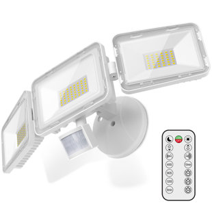 HOME LIGHTING GALLERY INC. Super Bright 70W 6800LM 3-Head LED Outdoor Security Floodlight with Motion Sensor Remote Control