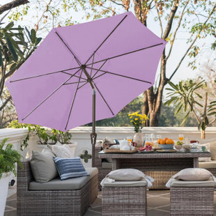 TEXTILES HUB 9FT Outdoor Patio Umbrella Outdoor Table Umbrella With Push Button Tilt And Crank, Market Umbrella 8 Sturdy Ribs UV Protection Waterproof For Garden, Deck, Backyard, Pool