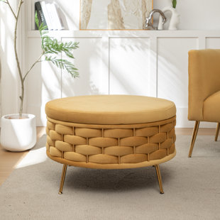 EVERLY QUINN Cristen Upholstered Round Storage Ottoman