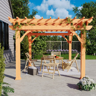 EGEIROS LIFE 12 Ft. W x 10 Ft. D Solid Wood Pergola