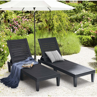 Nestl Waterproof, Lightweight, and Adjustable Outdoor Polyresin Chaise Lounge Set for Patio (Set of 2)