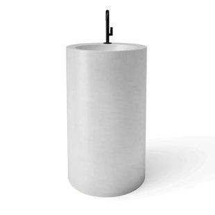TRUEFORM CONCRETE 20 inch RISE Concrete Cylindrical Modern Pedestal Sink