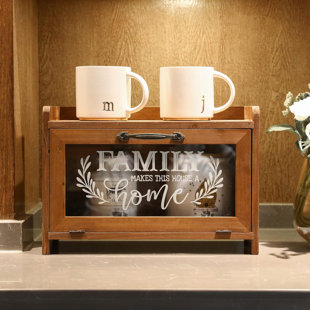 RUBBERMAID Storage Cabinet, Bread Box, Mini Countertop Cabinet, Wood Organizer For Bedroom Kitchen With Magnetic Door, Storage For Spice Jars, 14.5 X 6.5 X 10 (Single Layer, Home, Brown)