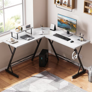 INBOX ZERO Jayle L-Shaped Metal Base Writing Desk