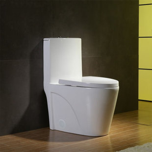 BRABOL 1.1/1.6 GPF Dual-Flush Elongated Floor Mounted One-Piece Toilet (Seat Included) In Glossy White (Set of 3)