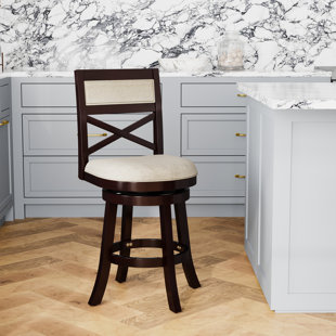 MILLWOOD PINES Saylor Swivel Upholstered Counter Stool with Solid Wood Frame