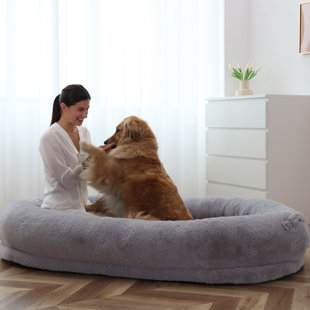 SHANGQUAN WULIU Human Dog Bed, 72" x 51" x 12" Giant Dog Bed for Adults and Pets, Washable Bean Bag Bed (Large,Gray)