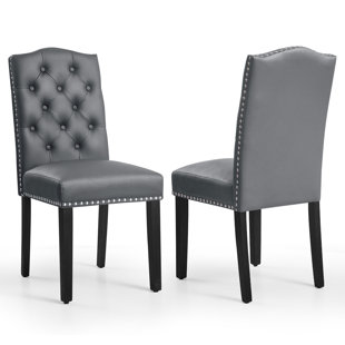 SUBRTEX Sofid Tufted Faux Leather Upholstered Parsons Chair (Set of 2)