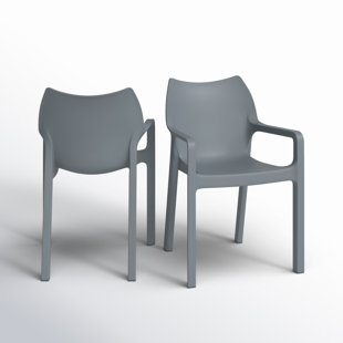 HASHTAG HOME Adrian Outdoor Stacking Dining Armchair (Set of 2)