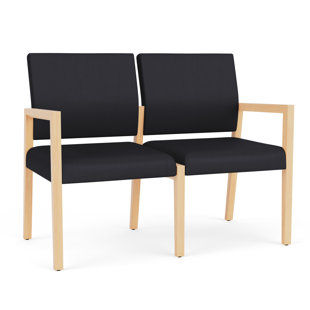 LESRO Brooklyn Waiting Reception 2 Seat Tandem Seating Wood Frame No Center Arms