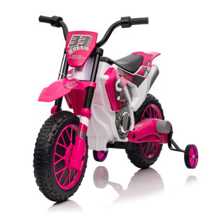 ALLIED PLUSH INC 12V Kids Ride on Electric Motorcycles Battery Powered Motorbike Off-Road Motocross w/ 2 Speeds, 35W Dual Motors, Training Wheels