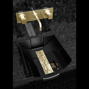 Maestro Bath Calla 17'' Black/Gold Glass Specialty Vessel Bathroom Sink