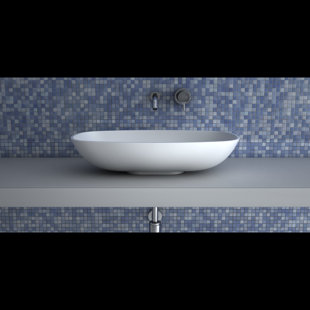 Maestro Bath 13.4'' White Polymer Rectangular Vessel Bathroom Sink