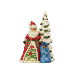 Jim Shore Heartwood Creek Figurine Santa Next to Tree with Toybag Christmas Figurine 11in H