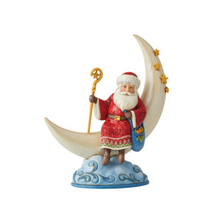 Jim Shore Heartwood Creek Figurine Santa on Cresent Moon