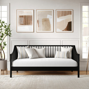 Martha Stewart Neely Wooden Platform Daybed With Spindles And Wood Slat Foundation