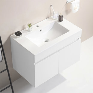 HOKKU DESIGNS Yessy Bathroom Storage,Wall Mounted Bathroom Vanity with White Ceramic Basin