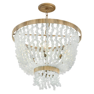FREDRICK RAMOND Dune Six-Light Hand-Strung Sea Glass Single Tier Chandelier