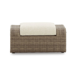 EBERN DESIGNS Shannondale Wicker Outdoor Ottoman with Sunbrella® Cushion