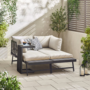 FURNITURE BOX River 2 Seater Garden Sofa Modular Chaise with Coffee Table - Luxury Patio Day Bed (Cover Included)