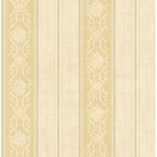 Seabrook Designs Amery Floral Stripe Unpasted Wallpaper
